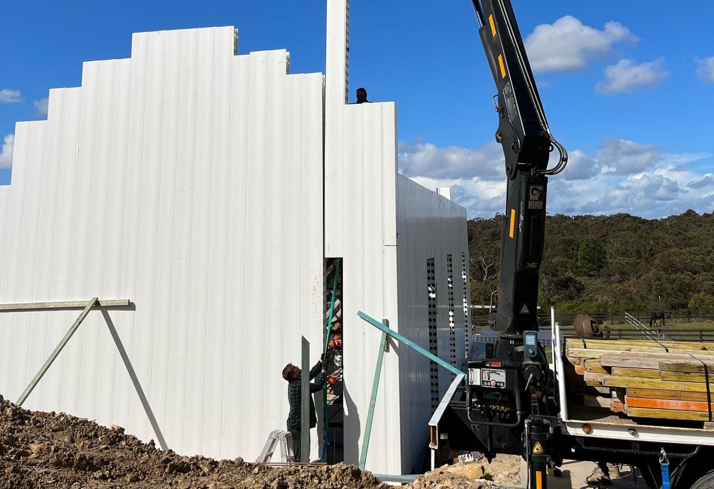 Dincel wall installation with reinforcement and bracing on a Sydney residential project