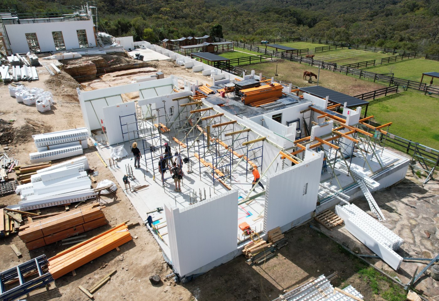Timber formwork and reinforcement set out for a suspended slab on a Sydney residence
