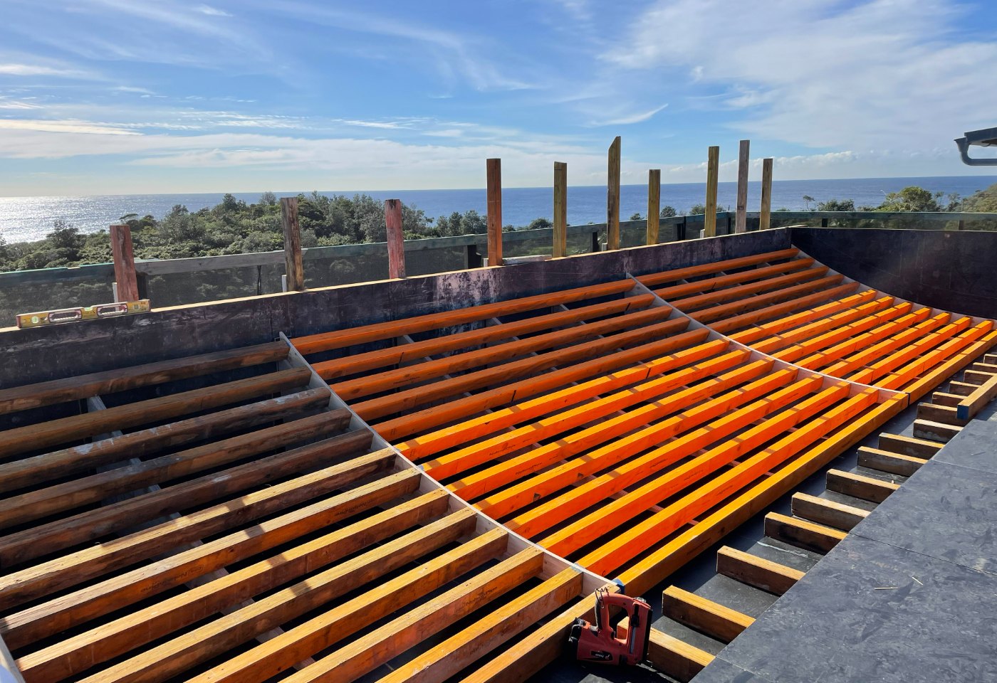Architectural off-form concrete with controlled sheet joints and tie pattern on a Sydney residence