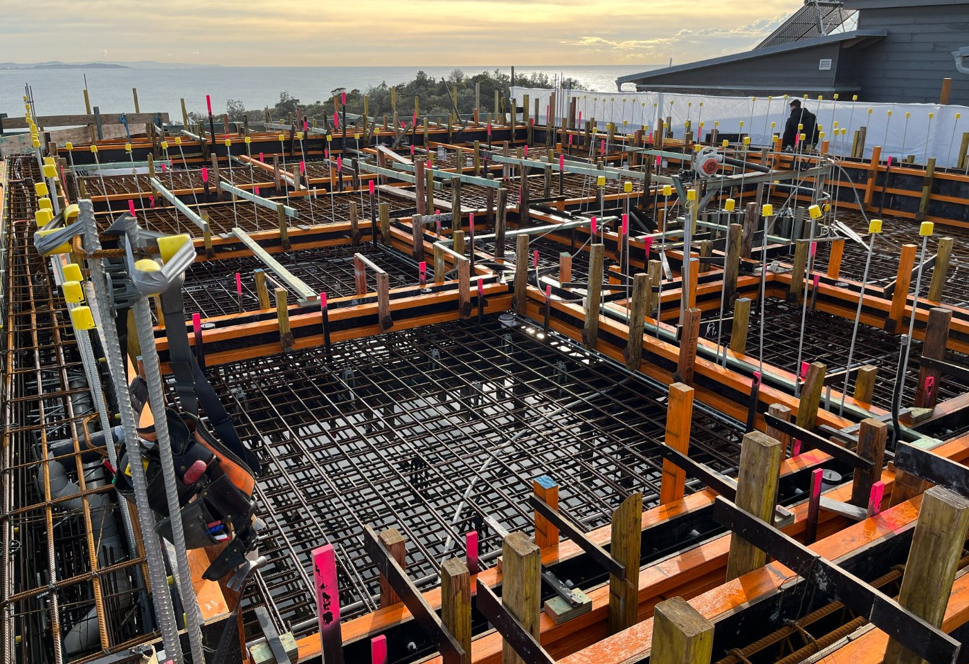 Reinforcement steel fixing prepared for engineer inspection before a Sydney concrete pour